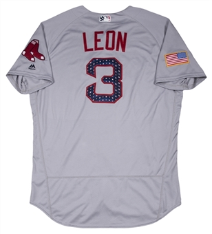 2017 Sandy Leon Game Used Boston Red Sox Road Jersey Used on 7/4/17 (MLB Authenticated)